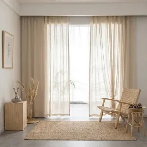 Beige Japanese Sheer Curtain, Natural Light — view 3