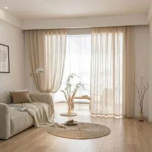Beige Japanese Sheer Curtain, Natural Light — view 5