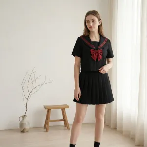 Black Japanese School Uniform with Red Accents — view 5