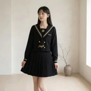 Black Japanese School Uniform for Girls with Gold Trim — view 1