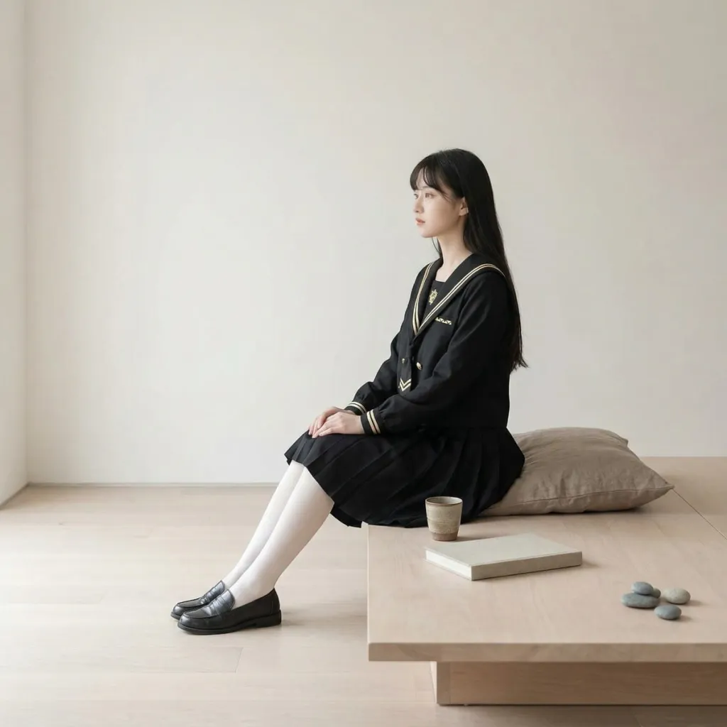 Black Japanese School Uniform for Girls with Gold Trim — where minimalism meets durability
