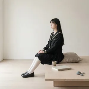 Black Japanese School Uniform for Girls with Gold Trim — view 3