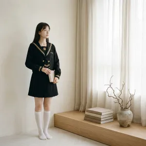 Black Japanese School Uniform for Girls with Gold Trim — view 5
