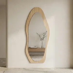 Decorative Japandi Mirror with Organic Wood-Style Shape — view 3