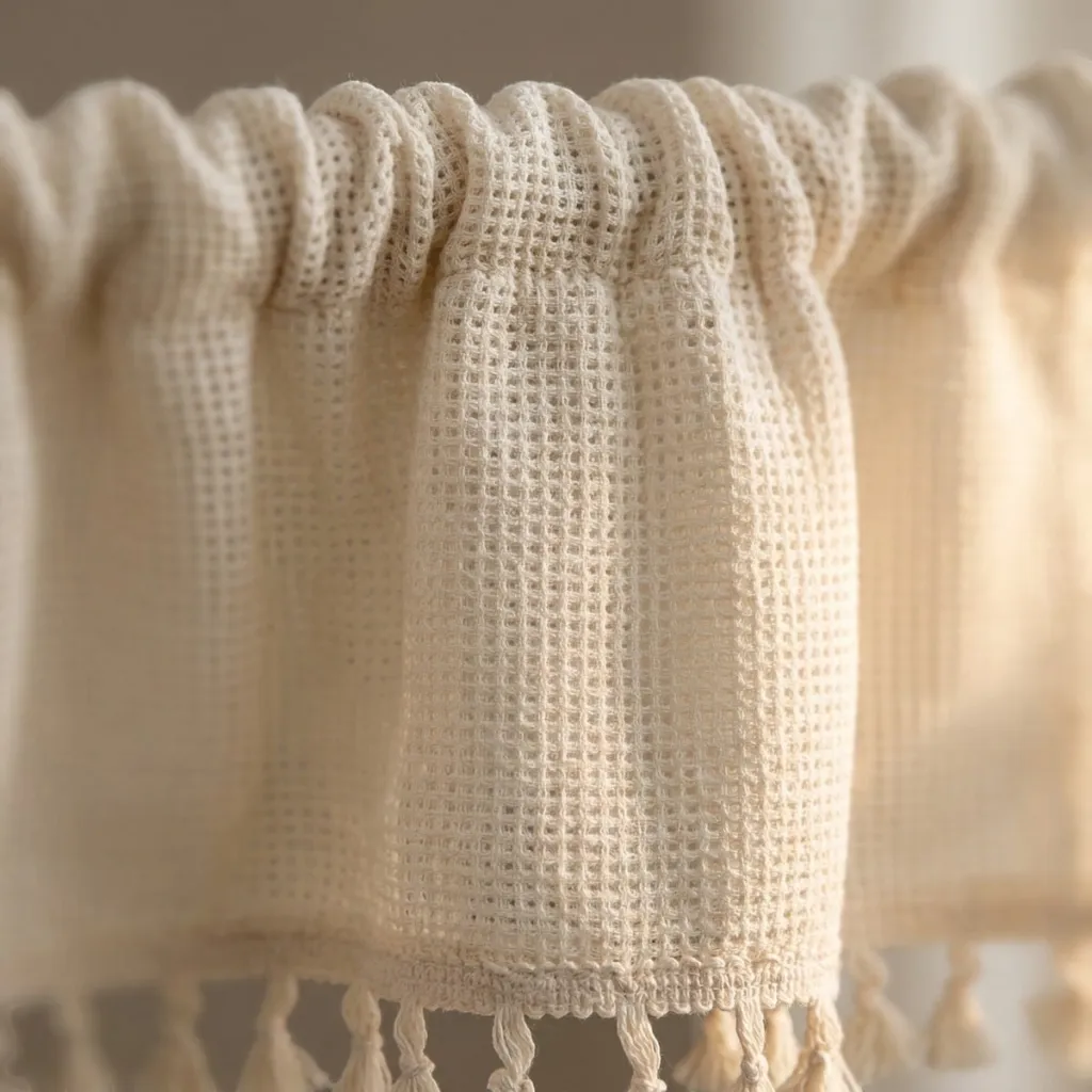 Ecru Cotton Waffle-Weave Japanese Window Curtain — a piece designed for serenity