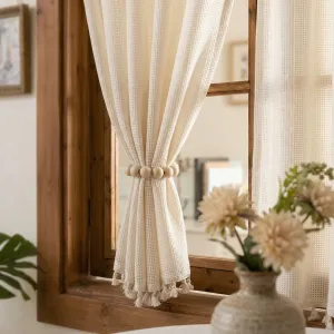 Ecru Cotton Waffle-Weave Japanese Window Curtain — view 4