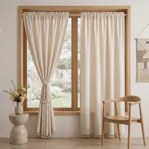 Ecru Cotton Waffle-Weave Japanese Window Curtain — view 5