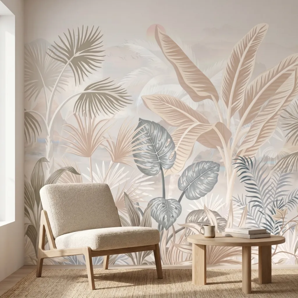 Exotic Japanese Wallpaper in Watercolor Tones — where minimalism meets durability