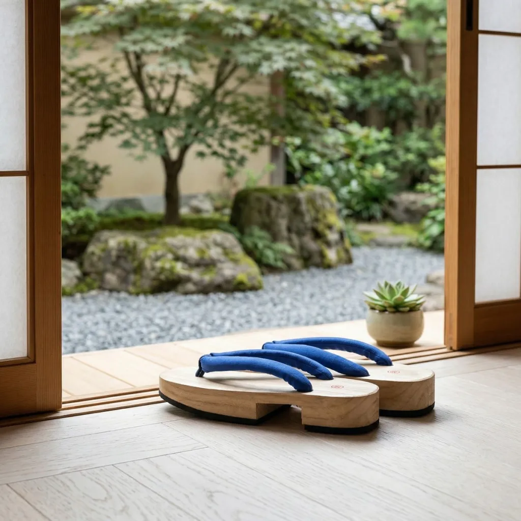 Flat Japanese Geta Sandals with Cushioned Strap — a piece designed for serenity
