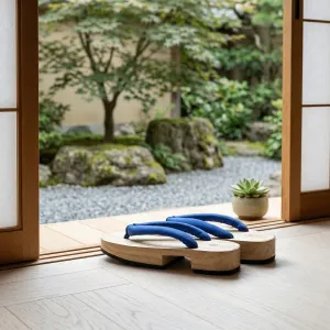 Flat Japanese Geta Sandals with Cushioned Strap — view 2
