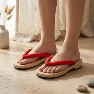 Flat Japanese Geta Sandals with Cushioned Strap — view 6