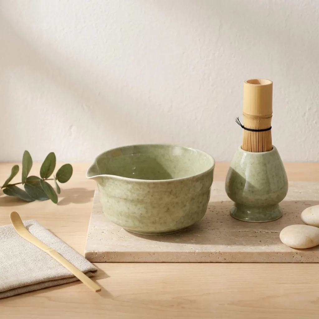 Green Ceramic Japanese Matcha Bowl Set — a piece designed for serenity