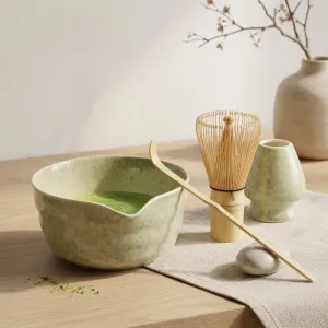 Green Ceramic Japanese Matcha Bowl Set — view 3
