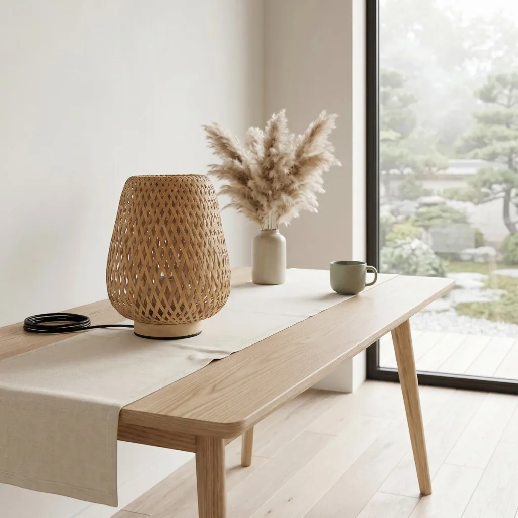 Handcrafted Woven Bamboo Japandi Lamp — where minimalism meets durability