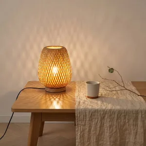 Handcrafted Woven Bamboo Japandi Lamp — view 4