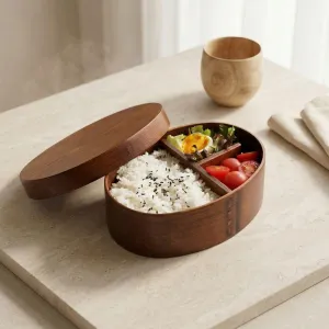 Handmade Traditional Japanese Bento Box in Dark Wood — view 4