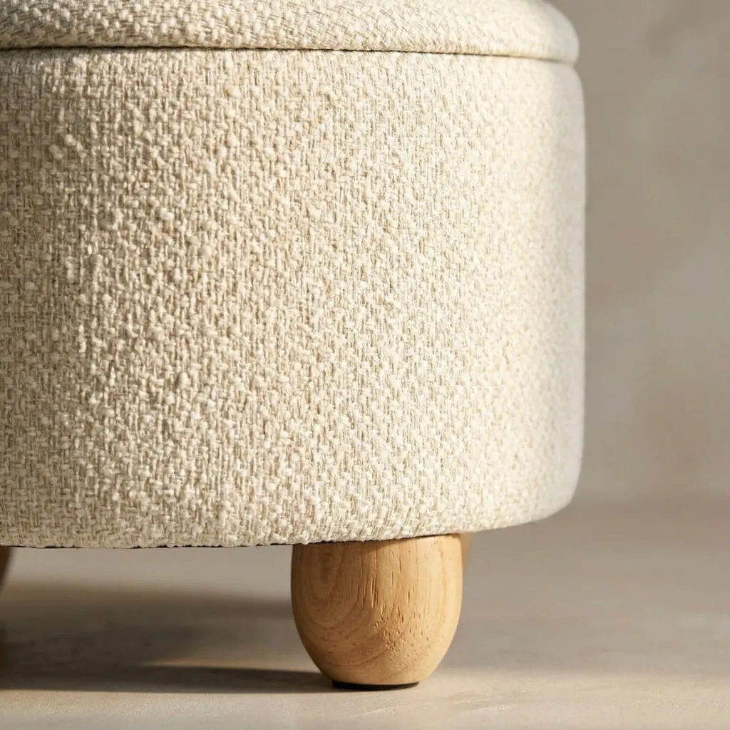 Beige Japandi 2-in-1 Pouf with Storage — a piece designed for serenity