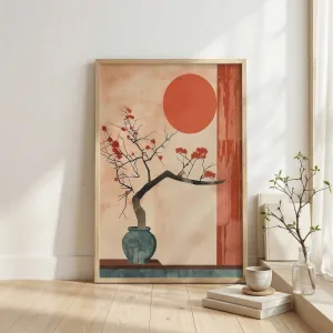 Japandi Abstract Floral Composition Poster, Terracotta — view 2