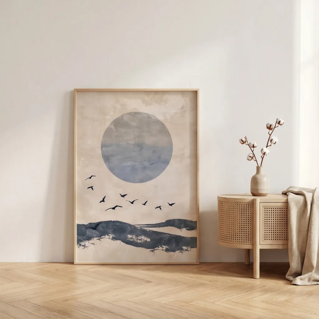 Japandi Abstract Full Moon Poster — a piece designed for serenity