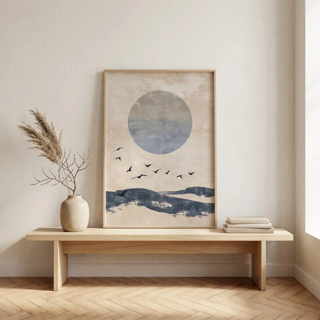 Japandi Abstract Full Moon Poster — where minimalism meets durability