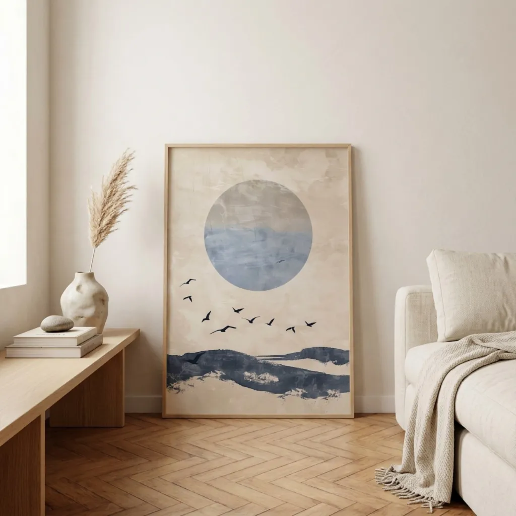 Japandi Abstract Full Moon Poster — flexible, beautiful styling