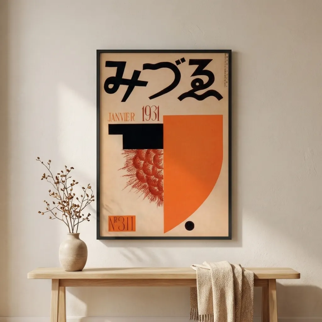 Japandi Abstract Vintage Midzuru 1931 Poster