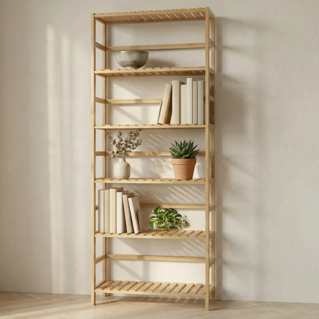 7-Tier Japandi Bamboo Shelf