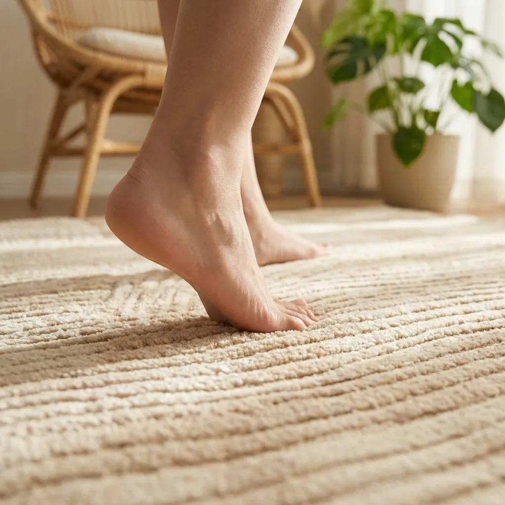 Japandi Beige Rectangular Rug with Wavy Lines — flexible, beautiful styling