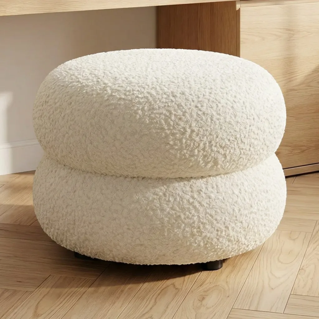 Japandi Boucle Pouf in Beige