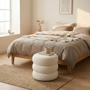 Japandi Boucle Pouf in Beige — view 5