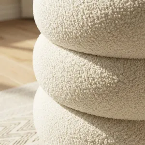 Japandi Boucle Pouf in Beige — view 6