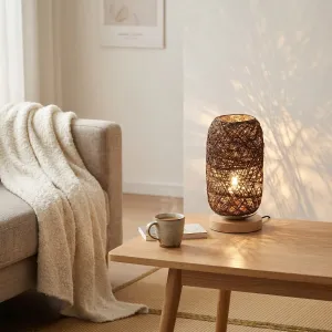 Japandi Braided Hemp Rope Lamp with Cocoon Light Effect — view 2