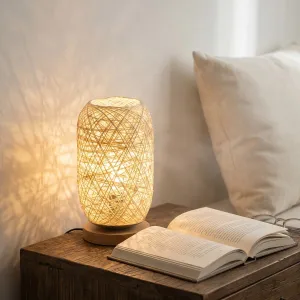 Japandi Braided Hemp Rope Lamp with Cocoon Light Effect — view 4