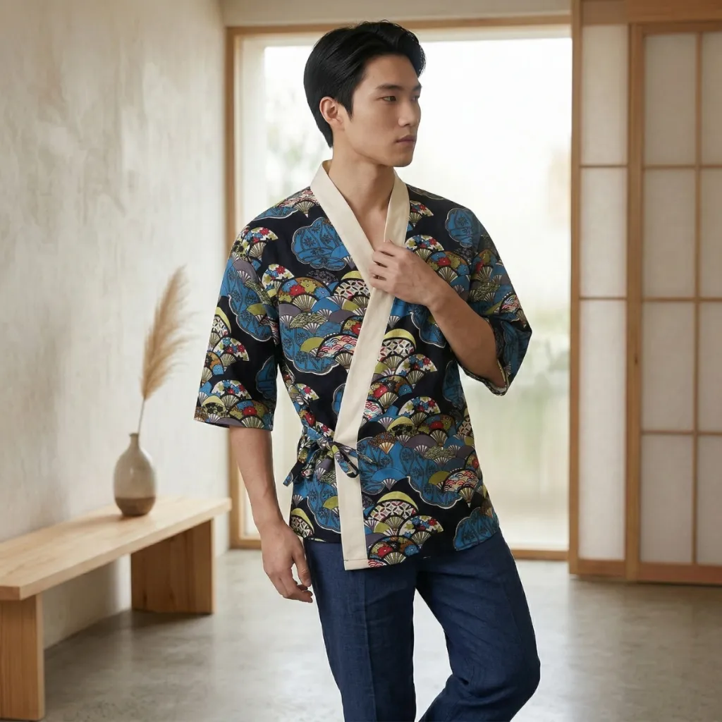 Japandi Colorful Print Jacket for Men