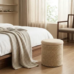 Japandi Cylindrical Natural Fiber Pouf — view 3