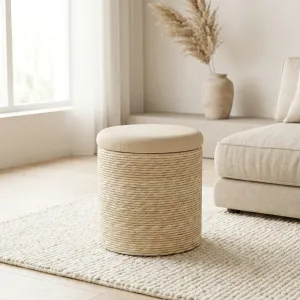 Japandi Cylindrical Natural Fiber Pouf — view 5