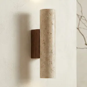 Cylindrical Stone Japandi Wall Sconce with Dual Diffusion — view 1