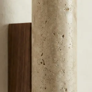 Cylindrical Stone Japandi Wall Sconce with Dual Diffusion — view 2