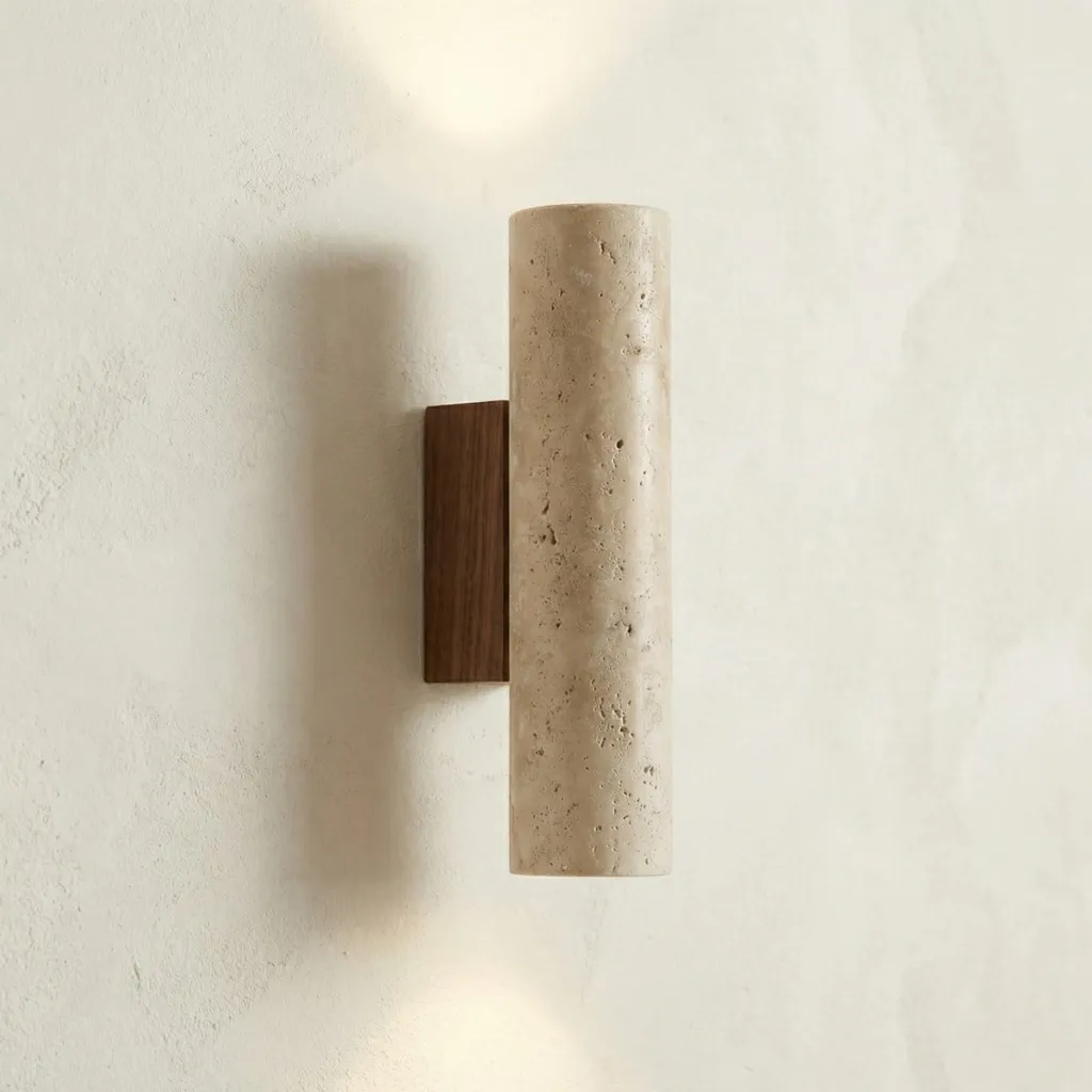 Cylindrical Stone Japandi Wall Sconce with Dual Diffusion — where minimalism meets durability
