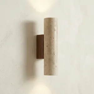 Cylindrical Stone Japandi Wall Sconce with Dual Diffusion — view 3
