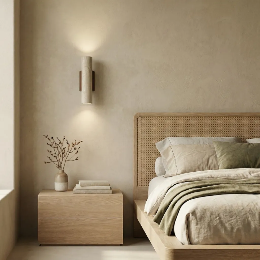 Cylindrical Stone Japandi Wall Sconce with Dual Diffusion — flexible, beautiful styling