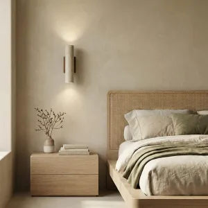 Cylindrical Stone Japandi Wall Sconce with Dual Diffusion — view 4