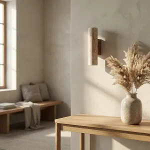 Cylindrical Stone Japandi Wall Sconce with Dual Diffusion — view 5