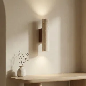 Cylindrical Stone Japandi Wall Sconce with Dual Diffusion — view 6