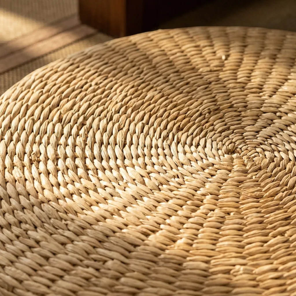 Japandi Floor Pouf in Braided Natural Fiber — a piece designed for serenity