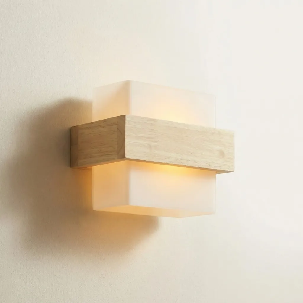 Japandi Wall Sconce in Frosted Glass and Natural Wood — a piece designed for serenity