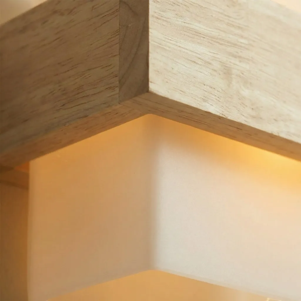 Japandi Wall Sconce in Frosted Glass and Natural Wood — where minimalism meets durability