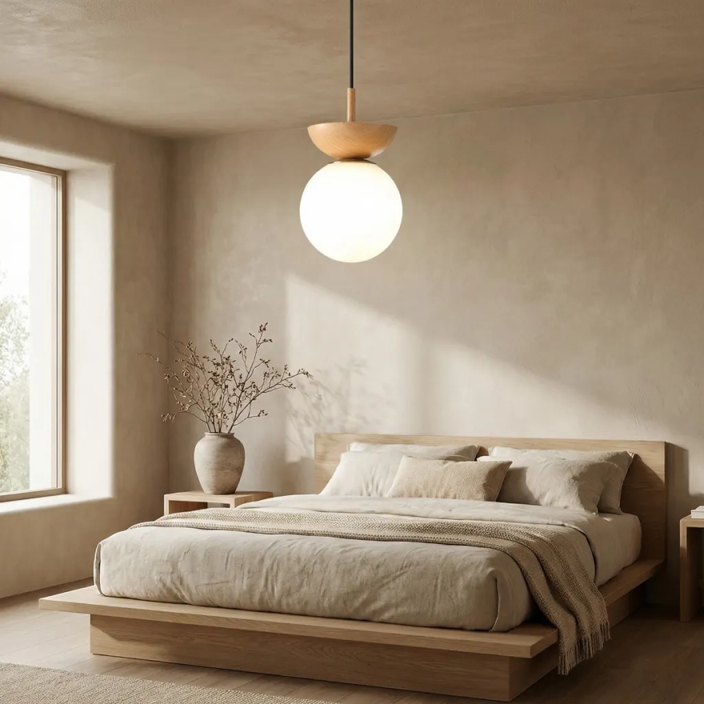 Japandi Glass and Wood Ball Pendant Light — where minimalism meets durability