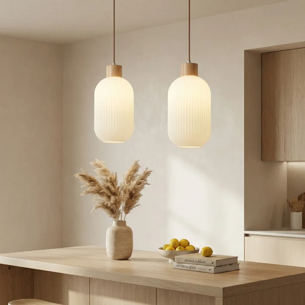 Japandi Glass and Wood Pendant Light — a piece designed for serenity