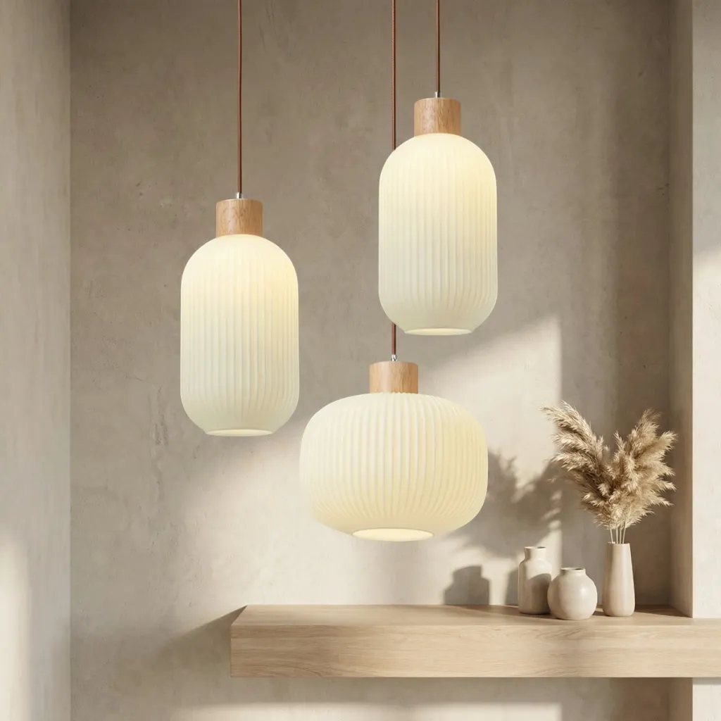 Japandi Glass and Wood Pendant Light — where minimalism meets durability